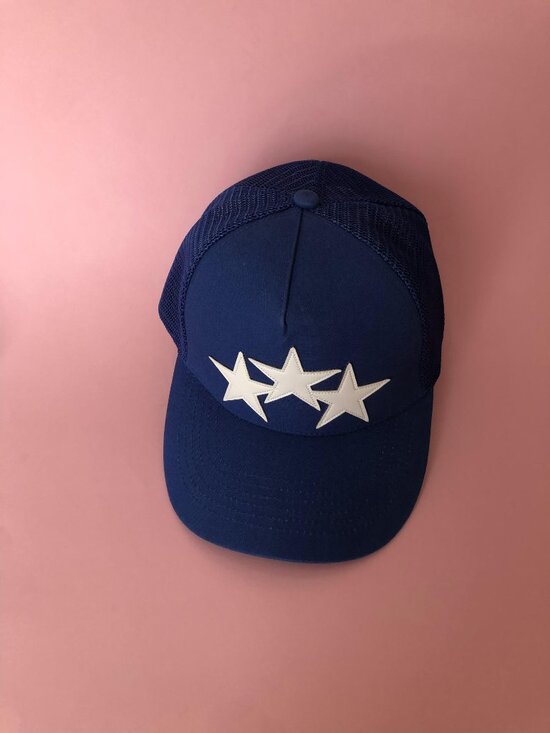 Amiri Blue Trucker Hat with White Star Baseball Cap main image 6